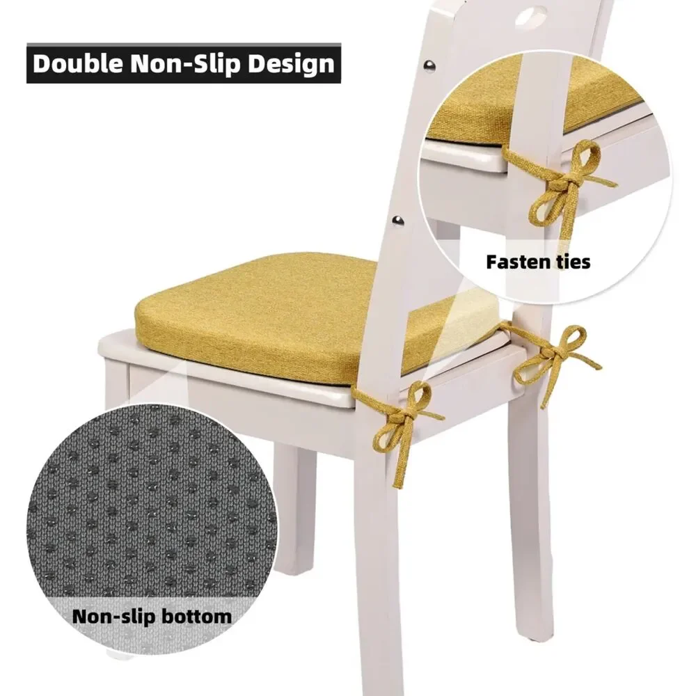 New Sinosso 2 Pack Memory Foam Dining Chair Cushion Set in Mustard Yellow